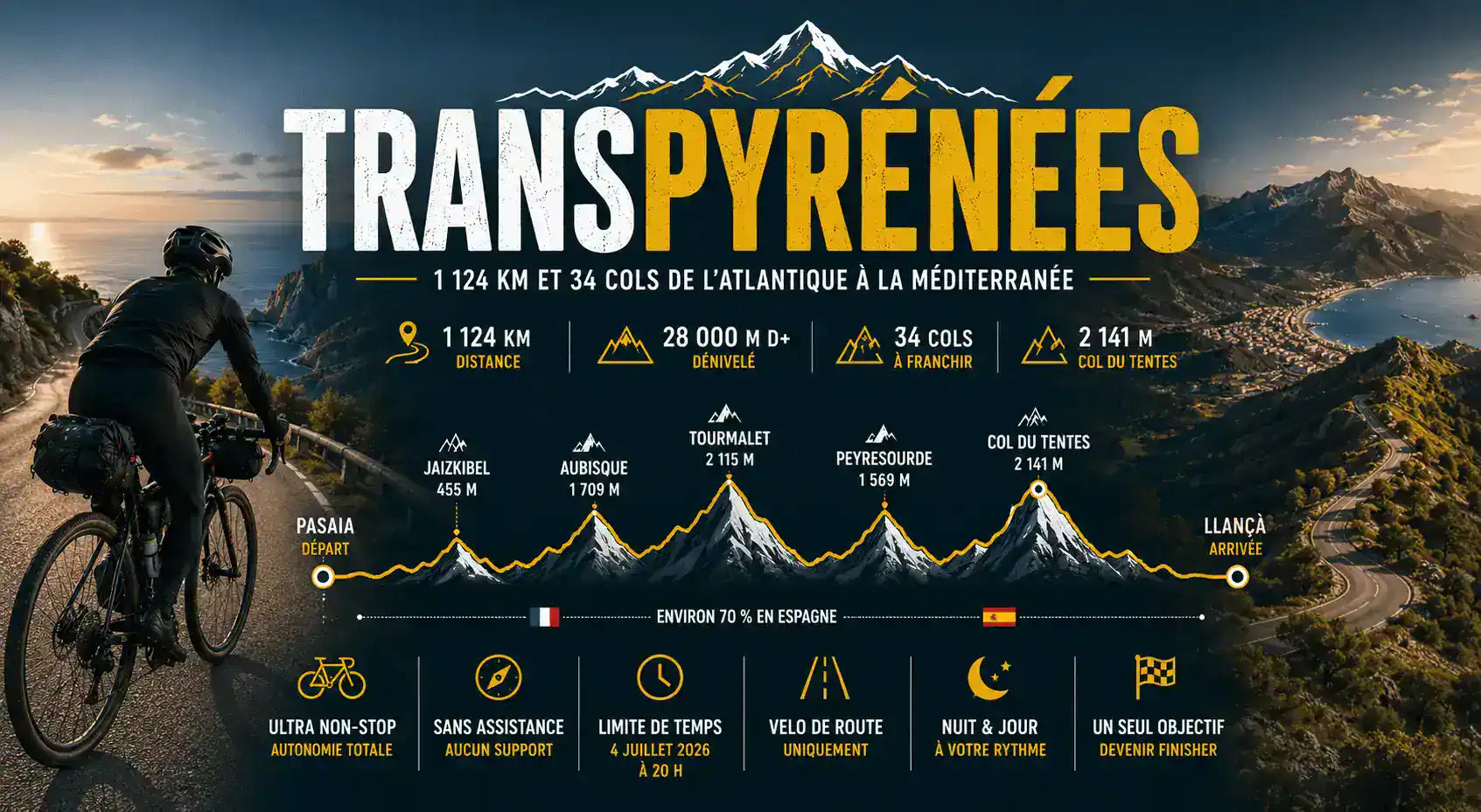 TransPyrénées 2026 : 1 124 km et 34 cols de l'Atlantique à la Méditerranée Image