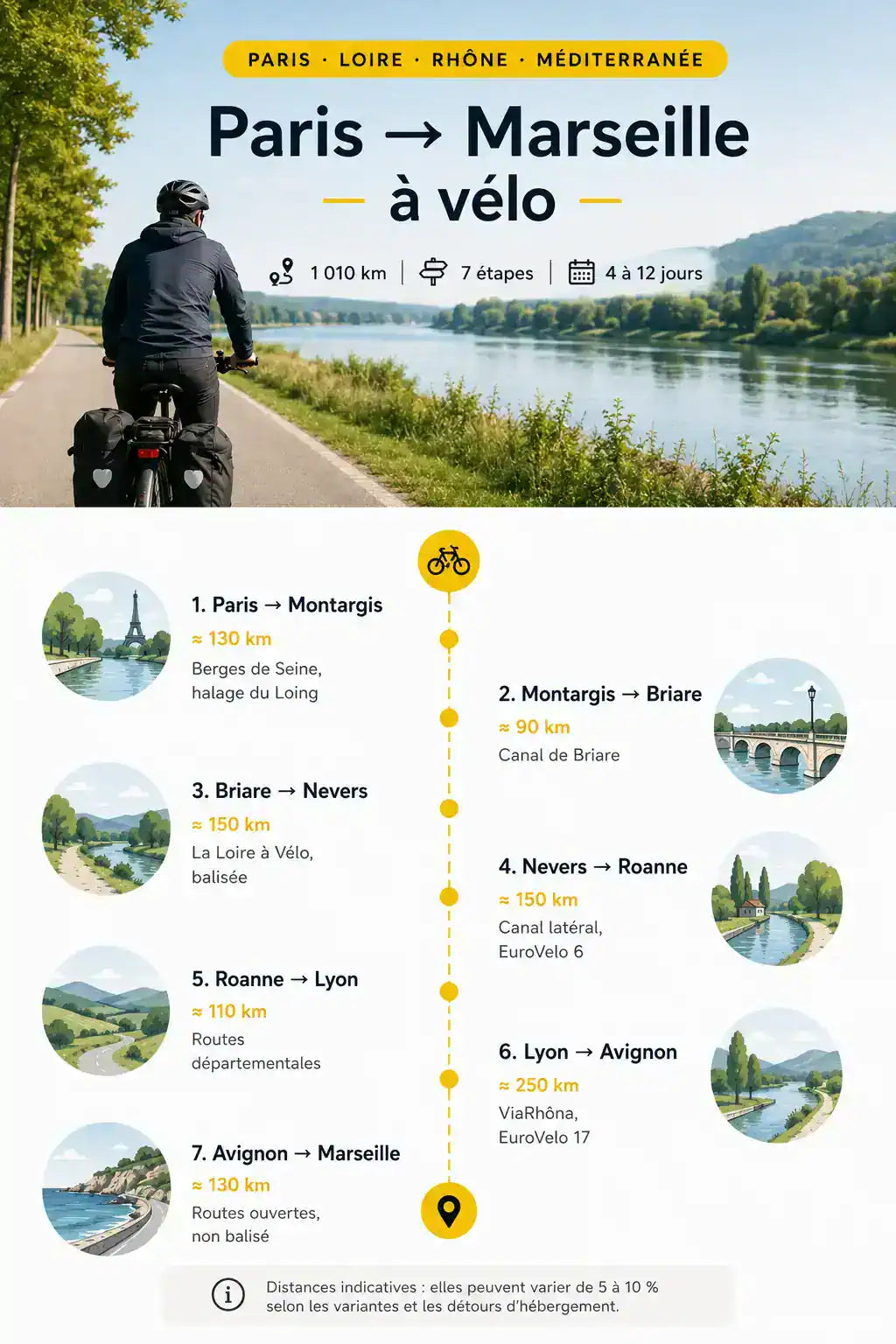 Paris Marseille à vélo : 7 étapes et les sacoches à prévoir