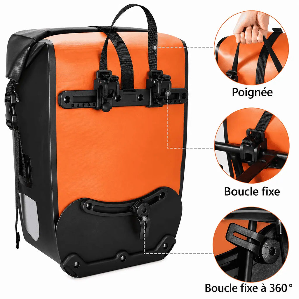 Sacoche double vélo porte-bagage imperméable 27L
