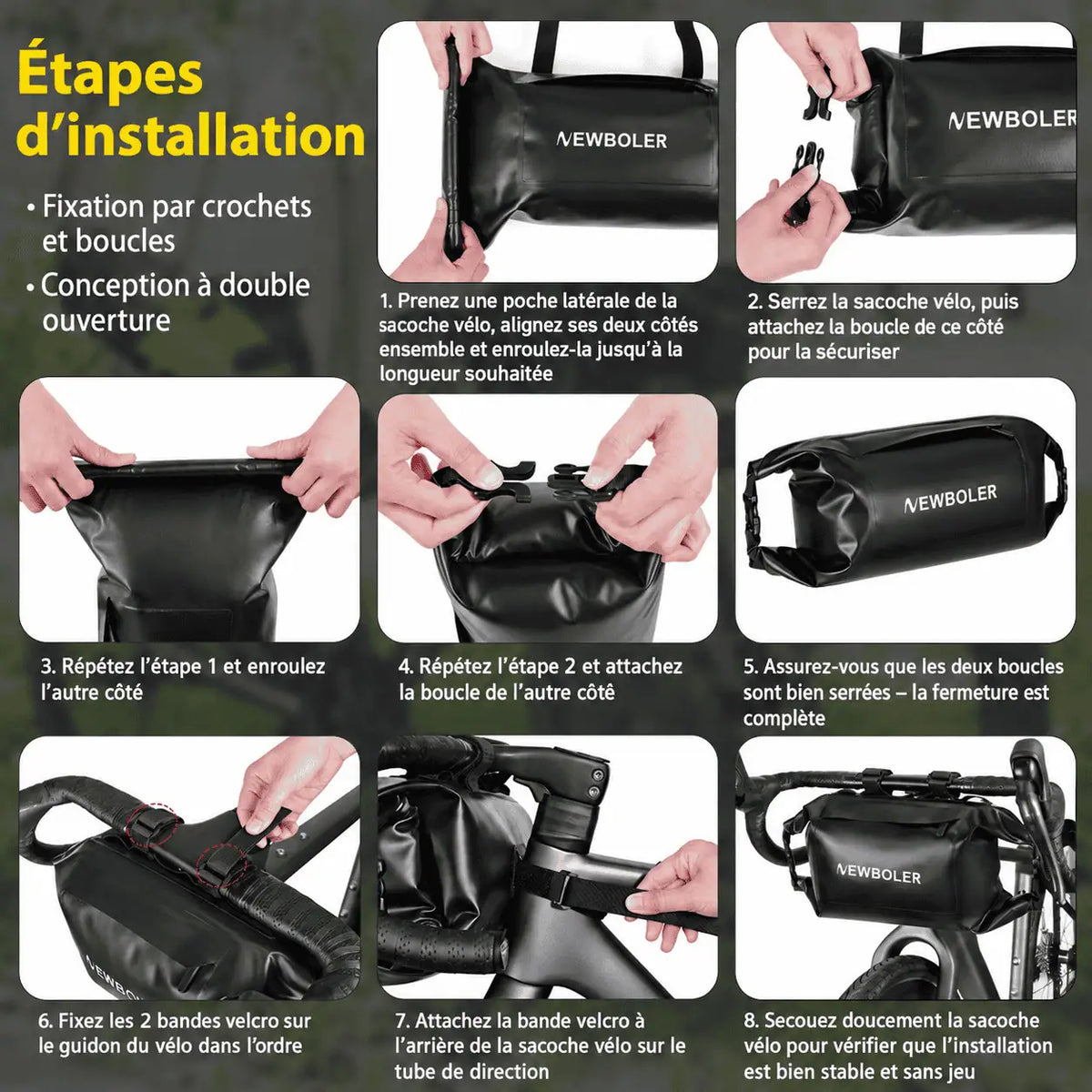 NEWBOLER NEW 7L Bike Front Tube Bag Waterproof Bicycle Handlebar Basket Pack Cycling Front Frame Pannier Bicycle Accessories