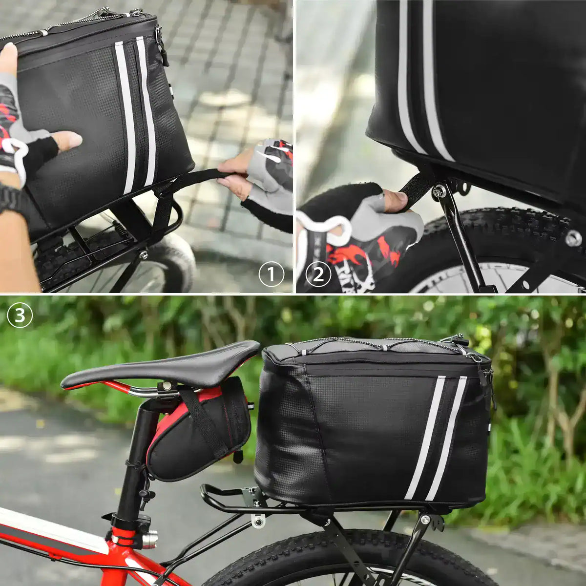 Sacoche Porte-Bagages Vélo Imperméable Isotherme 13L