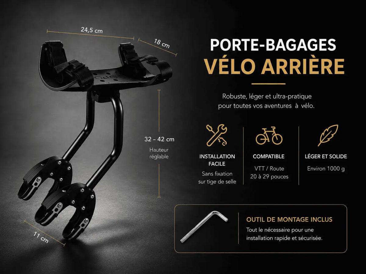 Porte-bagage vélo arrière bikepacking universel | charge 50 kg