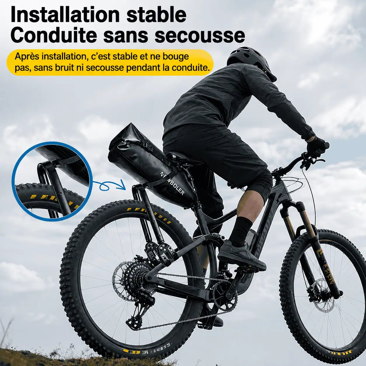 Sacoche vélo porte-bagages support 10L noir