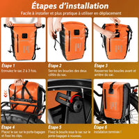 Sacoche double vélo porte-bagage imperméable 27L