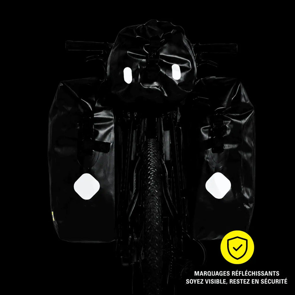 Détails de la sacoche de porte-bagages étanche avec bandes réfléchissantes