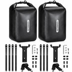Deux sacoches de fourche vélo noires avec leurs kits de fixation complets