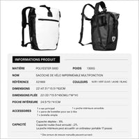Fiche technique produit sacoche vélo 27L spécifications dimensions