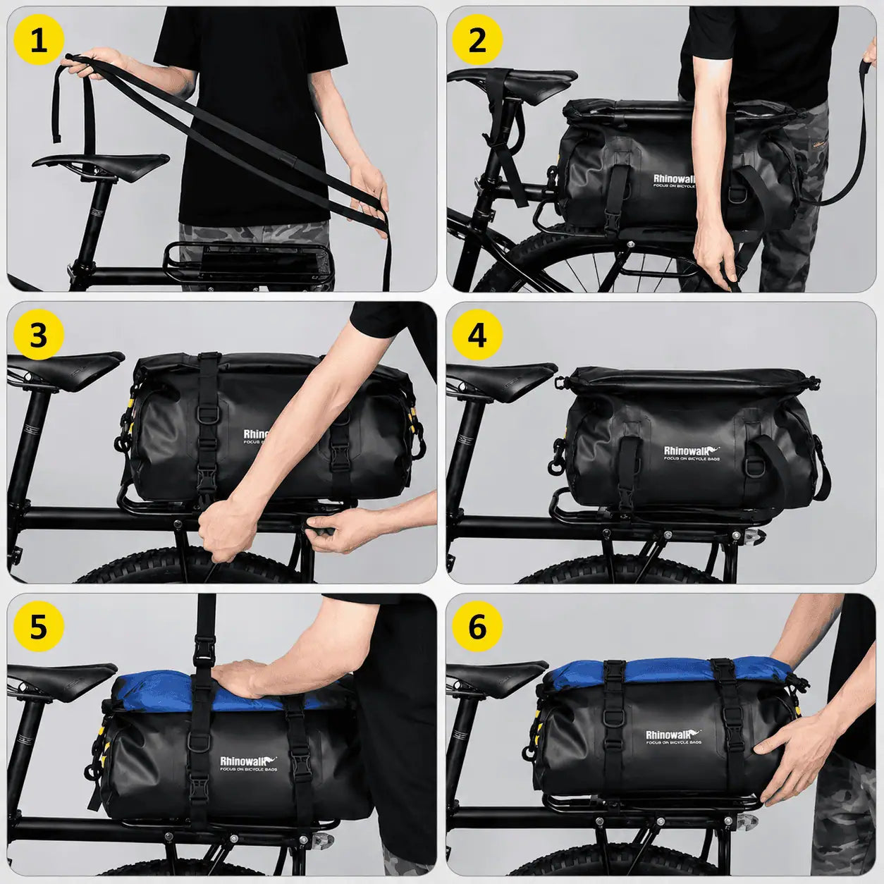 Système de fixation rapide de la sacoche de porte-bagages vélo 20 L