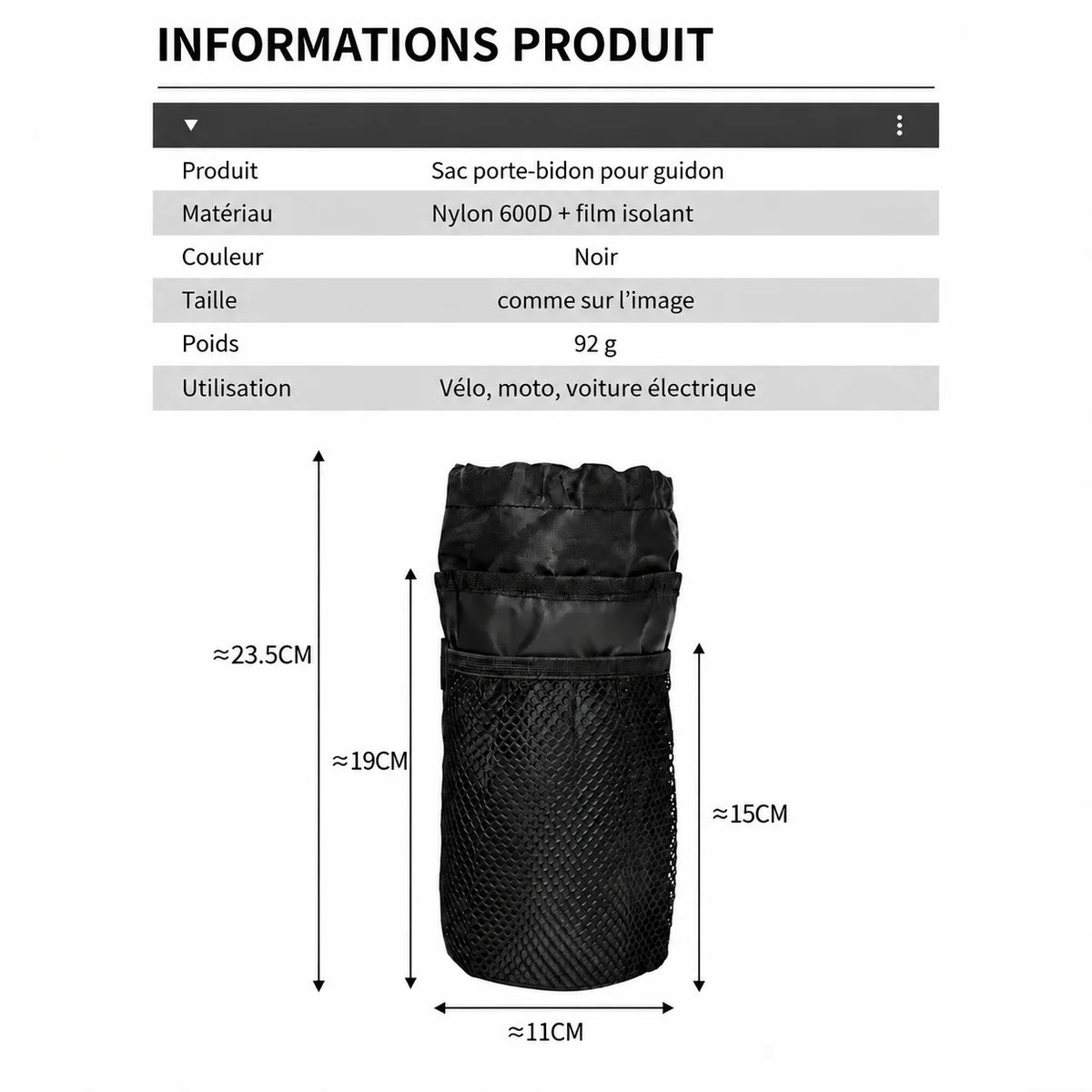 Sacoche isotherme pour guidon de vélo