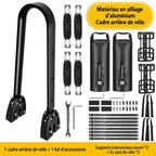 Kit cadre arrière vélo en aluminium avec 2 sacoches étanches 5 L, 2 supports cage, sangles et visserie