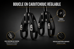 Détail de la boucle en caoutchouc réglable du système de fixation