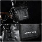 Sacoche de cadre vélo Newboler noire étanche testée sous la pluie, 3 vues