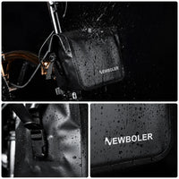 Sacoche de cadre vélo Newboler noire étanche testée sous la pluie, 3 vues