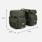 Sacoche double vélo porte bagage kaki et noire avec dimensions 35x53 cm