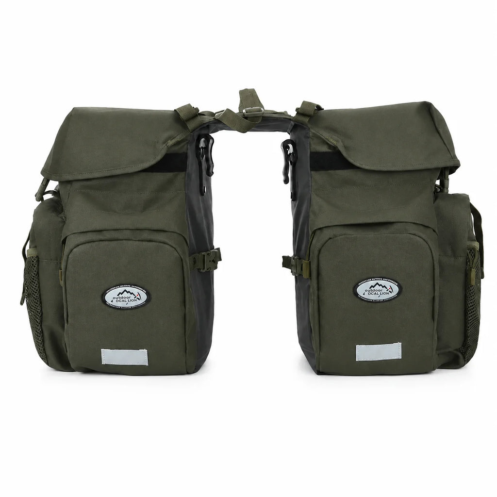 Sacoche double vélo kaki pour porte-bagage idéale pour le vélo randonnée