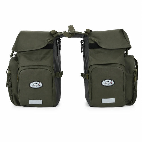 Sacoche double vélo kaki pour porte-bagage idéale pour le vélo randonnée
