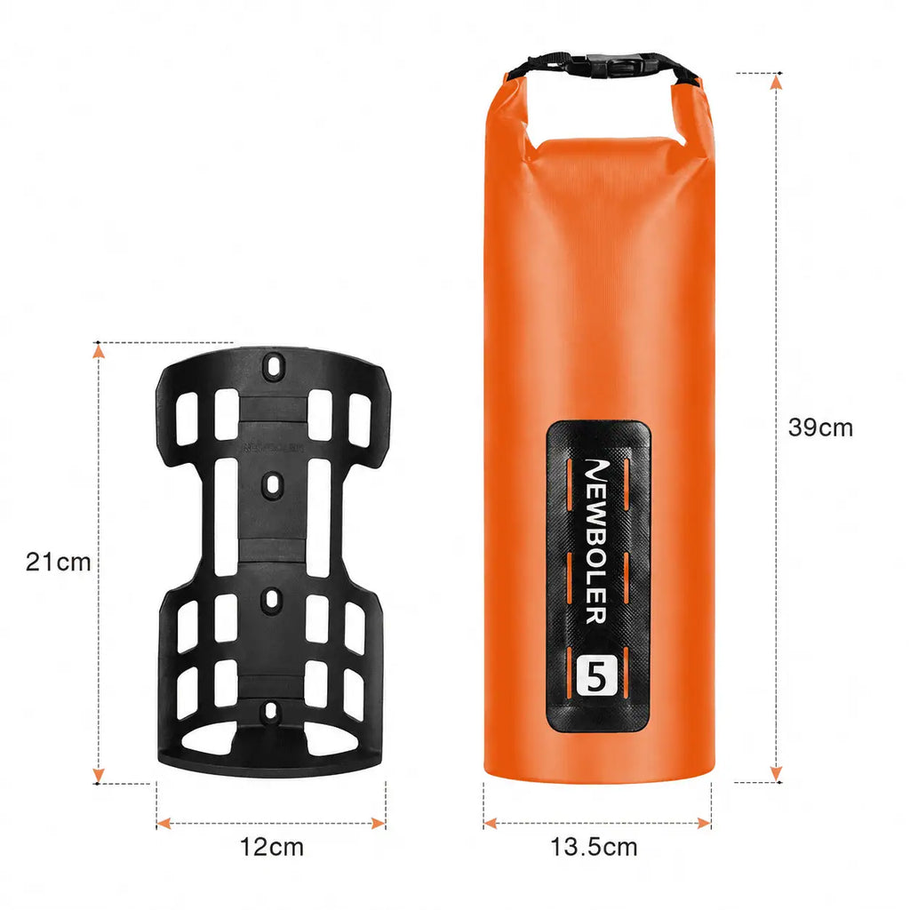 Schéma coté du support de fourche et de la sacoche 5L