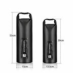 Dimensions des sacoches de fourche vélo étanches : 7 L (53 x 15 cm) et 5 L (39 x 13,5 cm)