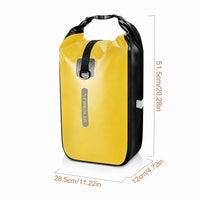 Sacoche de porte-bagages jaune avec ses dimensions annotées 51,5 cm sur 28,5 cm