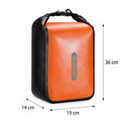 Sacoche de fourche vélo orange Newboler avec ses dimensions 36x19x14 cm