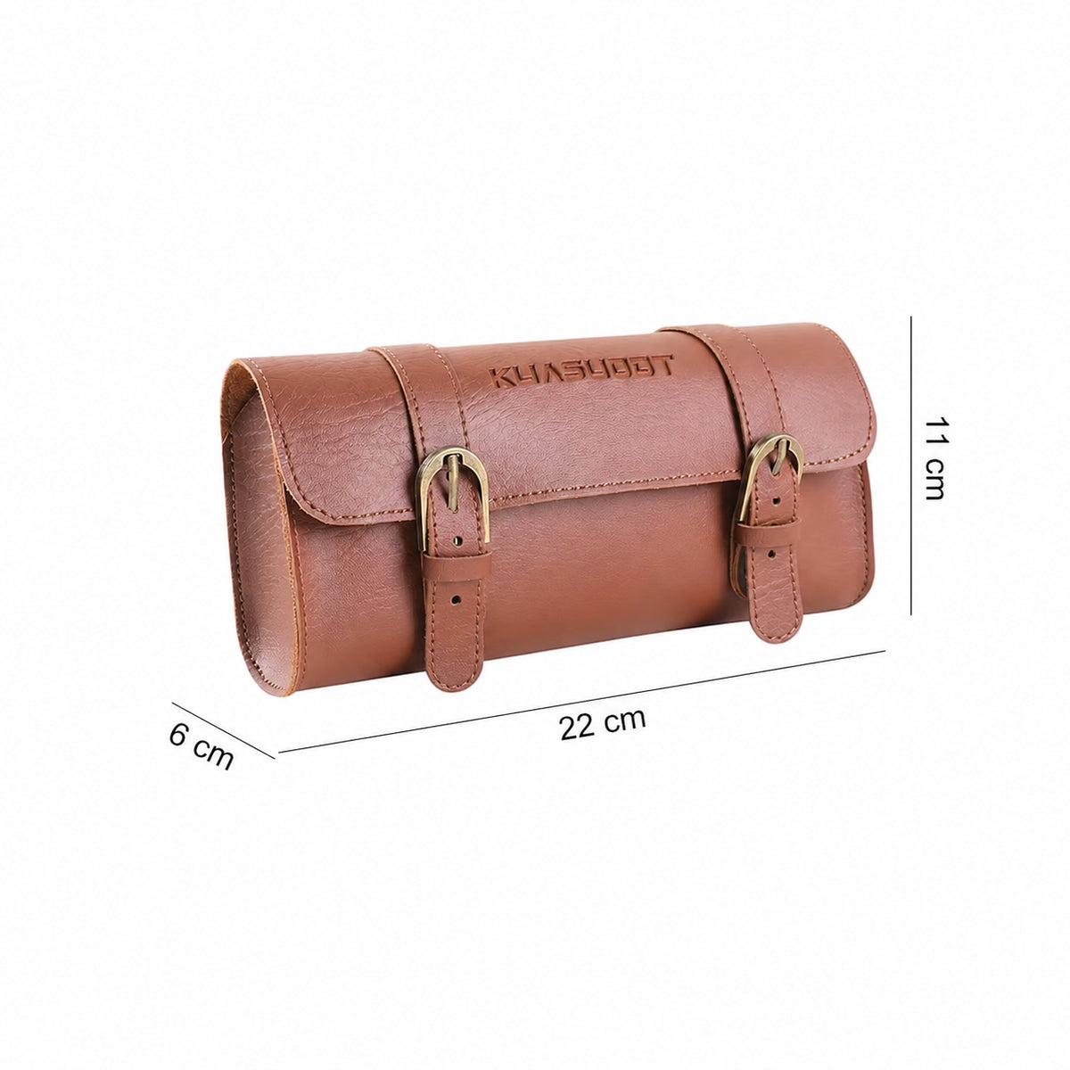 Sacoche de guidon vélo en cuir marron avec dimensions 22x11cm