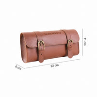Sacoche de guidon vélo en cuir marron avec dimensions 22x11cm