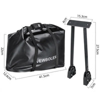 Schéma des dimensions d'une sacoche de guidon vélo noire 41 x 22 cm avec son support de fixation