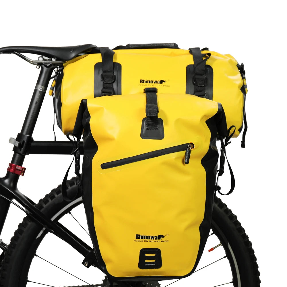 Sacoche de porte-bagages vélo étanche 20 L jaune haute visibilité