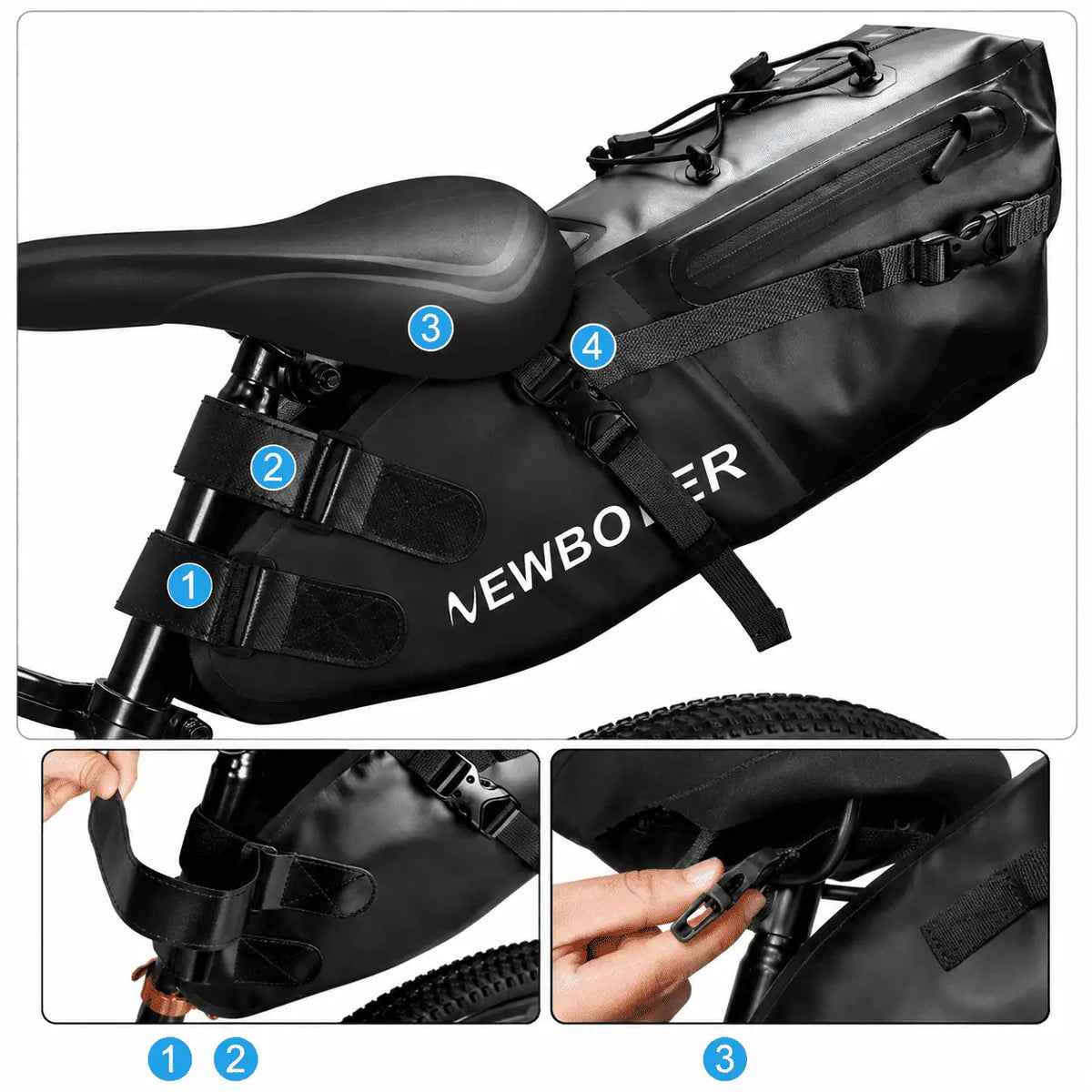 Sacoche de selle vélo étanche avec système de fixations