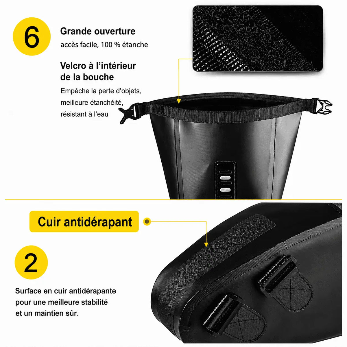 Sacoche de selle vélo avec sangles de fixation sur vélo matière