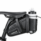 Sacoche de selle vélo noire avec porte-bidon intégré