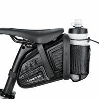 Sacoche de selle vélo noire avec porte-bidon intégré