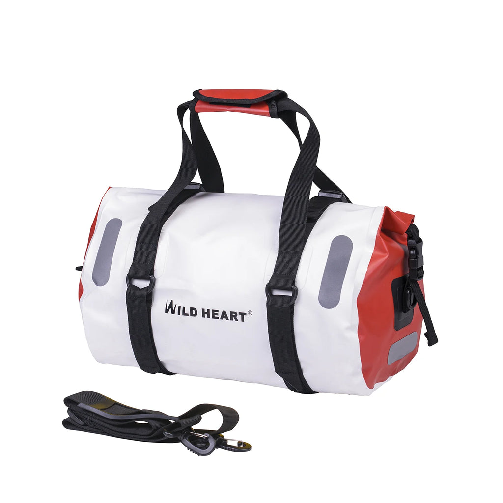 Sacoche vélo 18L blanche et rouge avec sa bandoulière amovible