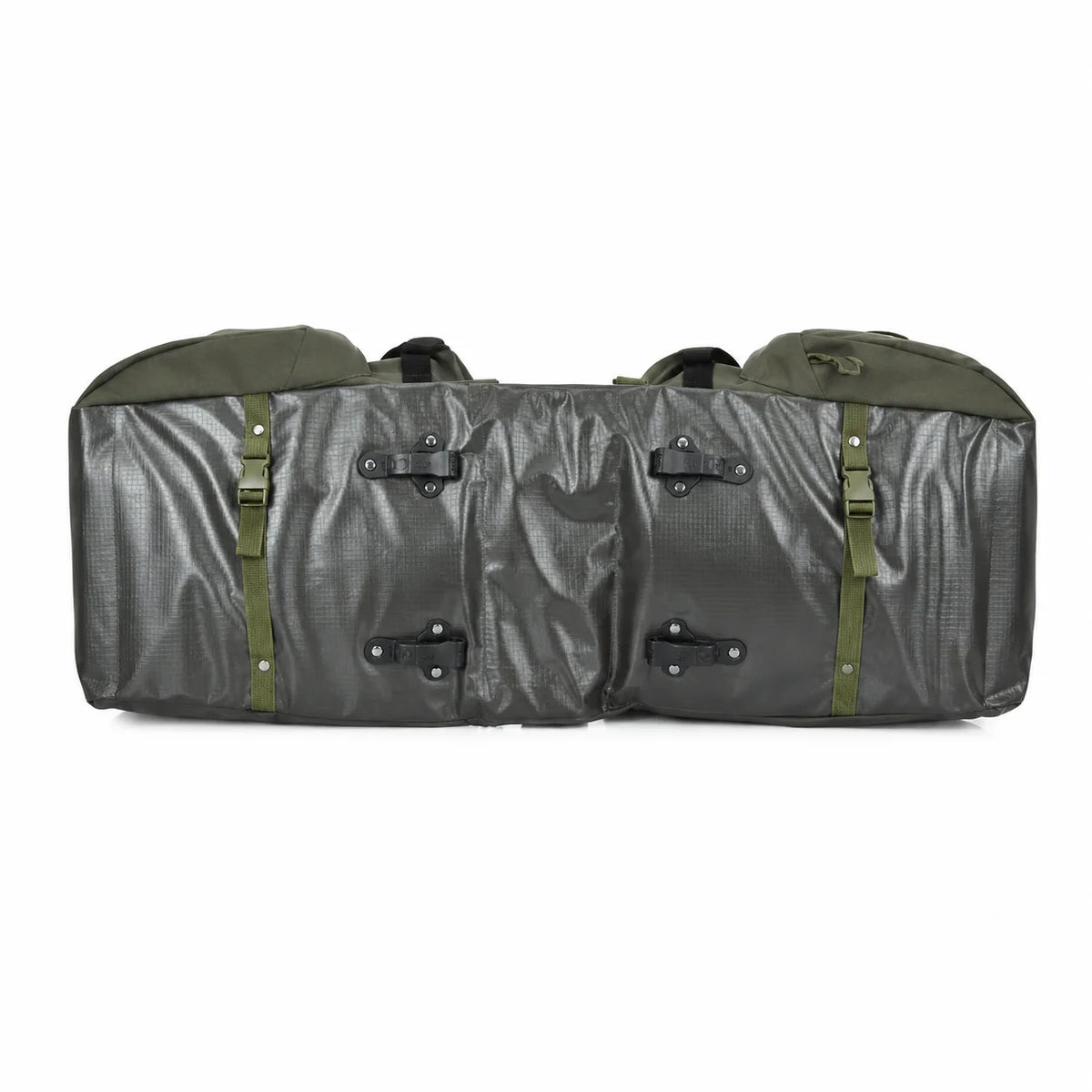 Sacoche vélo bikepacking grise large avec sangles et fixations pour porte-bagage