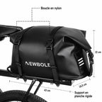 Boucle en nylon et support en planche rigide, avec cotes de la sacoche montée