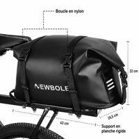Boucle en nylon et support en planche rigide, avec cotes de la sacoche montée