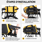 Étapes d'installation de la sacoche sur le porte-bagages arrière avec les sangles auto-agrippantes
