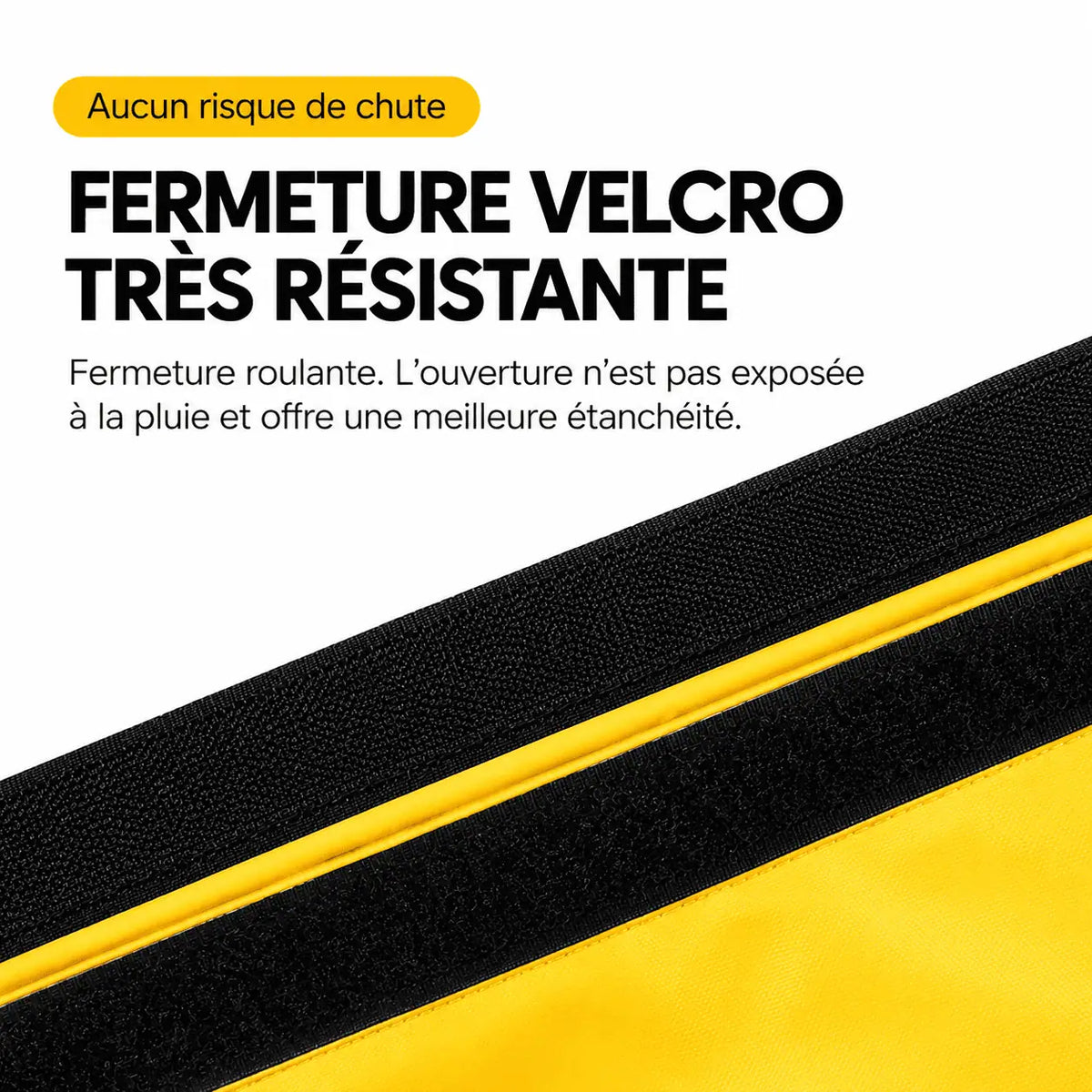 Fermeture roulante auto-agrippante de la sacoche, gardant l'ouverture à l'abri de la pluie