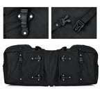 Sacoche vélo porte-bagage noire avec détail des fixations et sangles