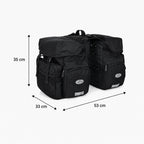 Sacoche vélo porte-bagage triple noire avec dimensions 35x33x53 cm