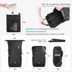 Sac intérieur de 29 x 42 cm à fixation par boucles métalliques, avec poche en maille pour souris et téléphone