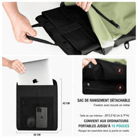 Sac de rangement détachable retiré de la sacoche, ordinateur portable 15 pouces inséré dans le compartiment