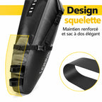 Profil étroit de la sacoche et renfort interne maintenant sa forme une fois chargée