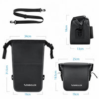 Deux sacoches de vélo Newboler noires avec leurs dimensions, grande et petite taille