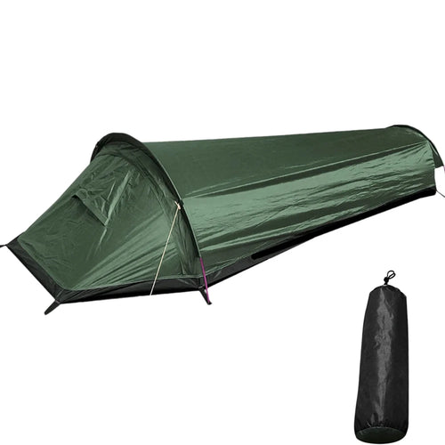 Tente de bivouac ultralégère 1 place verte avec sac de transport
